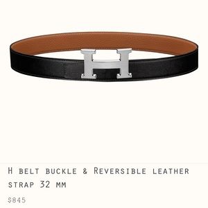 H belt buckle & Reversible leather strap 32 mm